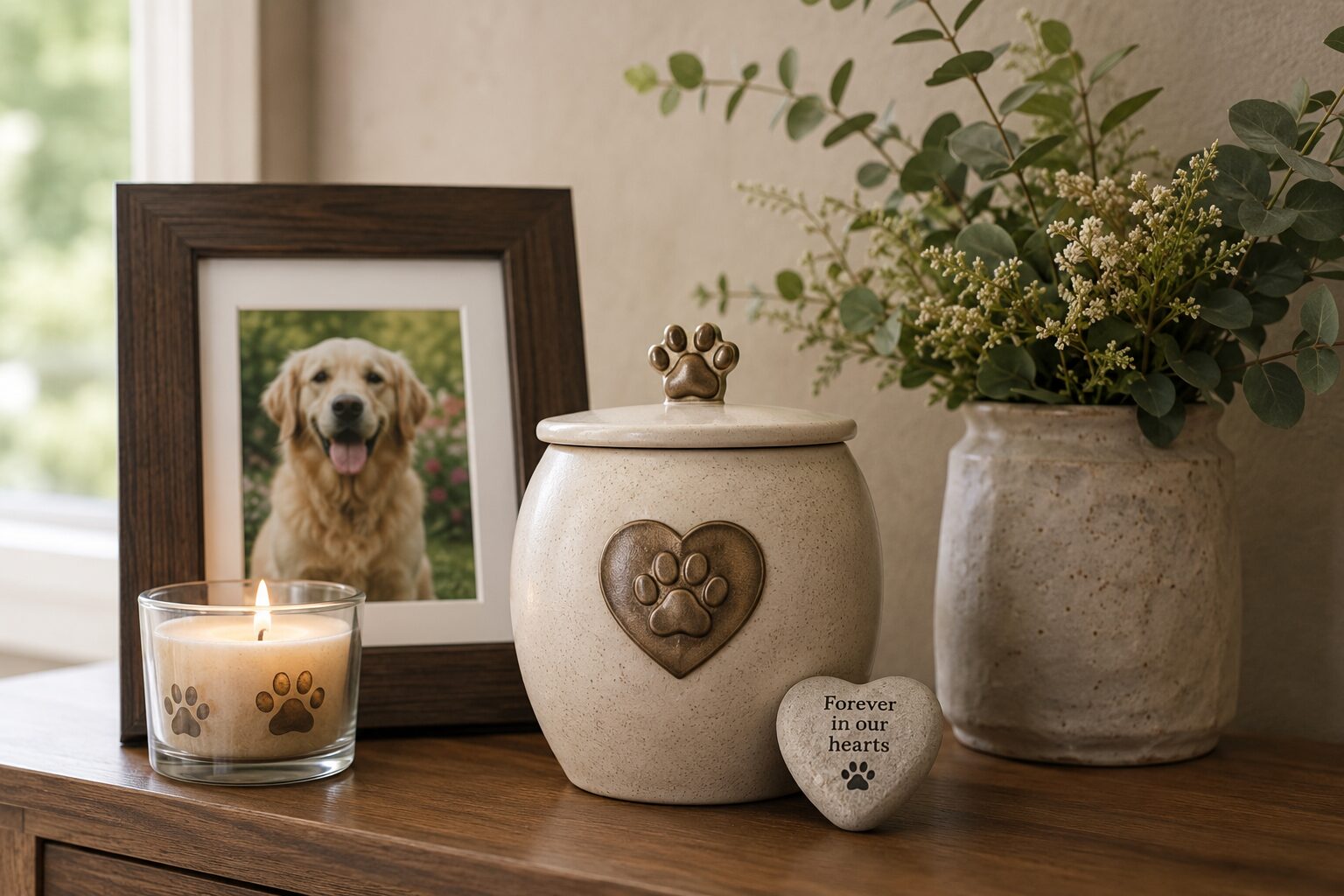 Pet memorial urn for cremation services in Northern Cambria, PA.